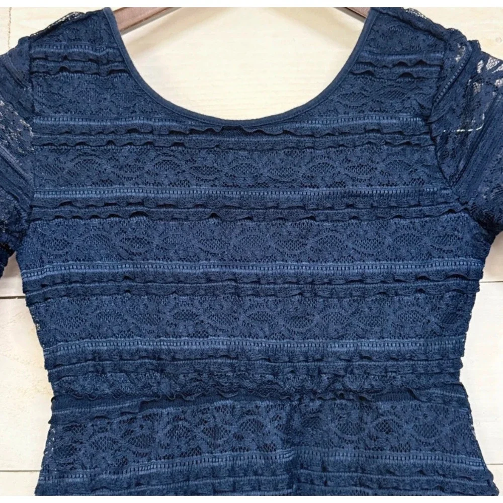 Old Navy Girls Navy Blue Lace Tiered Ruffle Fit & Flare Dress Size M 8